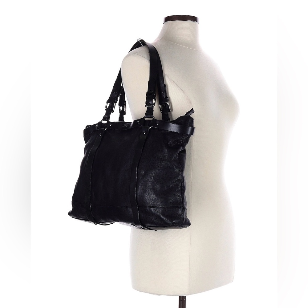 DIESEL VINTAGE BLACK LEATHER SATCHEL WITH STUD DETAILS